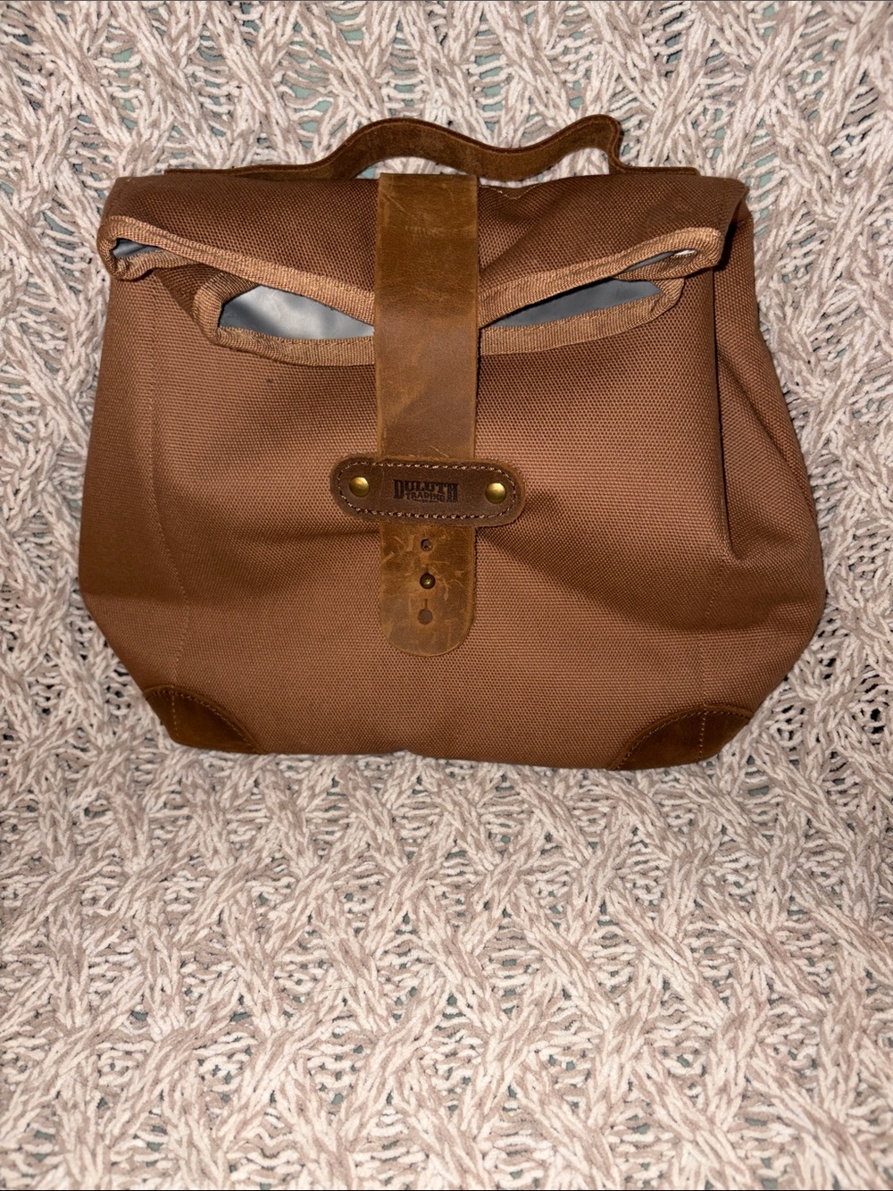 Duluth Trading Co Brown Canvas Travel Toiletry Bag with Leather Strap